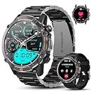 WalkerFit Smart Watch for Men- Answer/Dial Calls with 110 Sport Models,IP68 Waterproof Fitness Watch with Heart Rate Monitor,Android Smart Watch for iPhone Compatible, 1.43" AMOLED Display, Steel Band