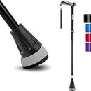 Rehand All Terrain Walking Cane, Foldable Walking Sticks for Seniors & Adults, Pivot Tip and Heavy Duty Mobility Aid, Collapsible Cane for Men & Women (Original Black)