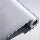 Peel and Stick Silver Brushed Metal Stainless Steel Contact Paper for Dishwasher Fridge Refrigerator Stove Appliances Self Adhsesive Vinyl Film Stainless Steel Wallpaper Removable 15.7x117 Inches