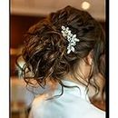 M MEINADILY Bride Wedding Hair Comb Rhinestone Pearl Bridal Hair Pieces Bridal Hair Piece Crystal Comb Hair Accessories for Women and Girls Wedding Hair Accessories for Party Hair Accessories Flower Leaf Hair Jewelry Bead Headpiece for Women and Girls Sliver