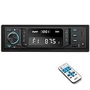 Avylet RDS Car Radio Bluetooth 5.0, 7 LED Colors Car Stereo Handsfree Calling & Clock, 4X60W FM/AM Radio USB/AUX in/MP3/FLAC/WMA/WAV/SD/AM MP3 Player Wireless Remote Control, 30 Radio Stations