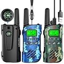 Inspireyes Walkie Talkies for Kids Rechargeable, 48 Hours Working Time 2 Way Radio Long Range, Outdoor Camping Games Toy Birthday Xmas Gift for Boys Age 5 6 8-12 3-5 Girls, 3 Pack Camo with Compass