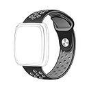 CellFAther® Silicone Dotted Replacement Wrist Band Strap Compatible for Fitbit Versa/Versa 2/Versa Lite/Versa SE (Watch Not Included) (Black & Grey)