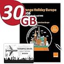 Orange Holiday Europe Prepaid SIM Card Combo Deal 30GB Internet Data in 5G/4G/LTE (Data tethering Allowed)+120min & 1000 Texts from Europe to Any Country Worldwide+1 Sim Card Holder+1 Pin
