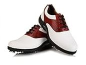 East Star Sports Austin Antique White-Red ESS Golf Shoes with Removable Spikes