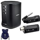Bose S1 Pro+ Portable Wireless PA System with Bluetooth, Black Bundle with 1/4" Wireless Instrument Transmitter, XLR Wireless Mic/Line Transmitter & H&A XLR Cable