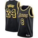 Kobe Bryant Basketball Jersey Los Angeles Lakers 8+24#Black Mamba Snakeskin Sleeveless Shirt,Swinger Embroidered Mesh Top with KB Logo(S-XXL) Black-XL