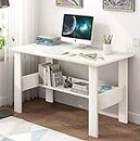 Lukzer Engineered Wood Computer Desk with One Tier Shelves Laptop Study Table for Office Home Workstation Writing Modern Desk (ST-004/ White / 90 x 50 x 77 cm)