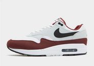 Nike Air Max 1  Men's Trainer in White, Black and Dark Team Red  Shoes