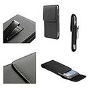 DFVmobile - Leather Flip Belt Clip Metal Case Vertical for Nokia Lumia 1520 - Black