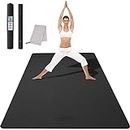 CAMBIVO Large Yoga Mat (6' x 4' x 6mm), Non-Slip Extra Wide Workout Mat, Eco-Friendly Barefoot TPE Fitness Mat, Multiple Uses for Home Gym, Workout, Yoga, Pilates (Black)
