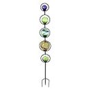 Evergreen Garden 47" H Glow in The Dark Art Glass Stacked Globes with Metal Frame Garden Décor and Accessories for Home and Yard