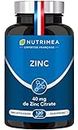 ZINC Citrate - Formule 100% Pure - Haute Absorption - Aide à Lutter Contre l'Acne - Apporte 40 mg de dont 12,5 mg de Zinc Élément (Zn) - 120 Gélules Vegan - Nutrimea - Fabriqué en France