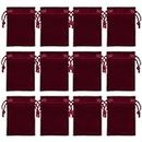 Nydotd 100pcs 2 X 3 inch Velvet Cloth Jewelry Pouches Velvet Drawstring Bags Christmas Candy Gift Bag Pouch for Wedding Favors Gifts, Event Supplies Party Favors (Wine Red))