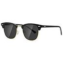 AEVOGUE Polarized Sunglasses For Women And Men Semi Rimless Frame Retro Sun Glasses AE0369, Matte Black, One site fit all