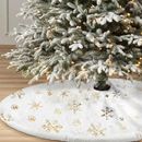 CLEARANCE 120CM Plush Beads Embroidery Christmas Tree Skirt Round Xmas Ornaments