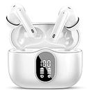 Wireless Earbuds, Bluetooth Headphones 5.3 HiFi Stereo, Wireless Earphones with ENC Noise Cancelling Mic, IP7 Waterproof in Ear Wireless Headphones, Touch Control, LED Digital Display Ear Buds White
