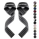 Fitgriff® Lifting Straps - Padded Weightlifting Wrist Straps for Bodybuilding, Weight Training and Fitness - for Men and Women - Grey