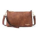 WESTBRONCO Crossbody Bag for Women Vegan Leather Wallet Purses Satchel Shoulder Bags Small Size, Leather-brown, 9.06"(L) x 2.56"(W) x 5.91"(H), Casual