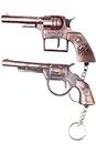 Revolver Gun Pistol Shaped Metal Gun Keychain Punk Spike Gun Copper Pubg Flare Gun Replica Mini Gun Keychain for Men Toy Revolver Keychain for Car (Pack of 2, 13cm & 11cm)