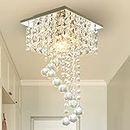Finktonglan Mini Crystal Chandelier, Modern Ceiling Light Fixture Flush Mount Pendant Lighting for Bedroom, Living Room, Dining Room, Hallway, Kitchen