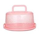 Portable Cake Box,Carrier Handle Container Pie Storage Cupcake Pink Round Transporting Lid Clip Lock