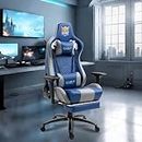 Dr Luxur Faux Leather Colossus Ergonomic Gaming Chair For Office Work From Home With Lumbar Support,Adjustable Chair With Footrest,Removable Neck,4D Arm Rest,And Multi Position Locking(Colossus Blue)