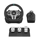 PC Steering Wheel, PXN V9 Universal Usb Car Sim 270/900 Degree Race Steering Wheel with 3-Pedals and Shifter Bundle for PC, Xbox One, Xbox Series X/S, PS4, PS3, Switch