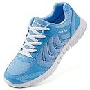 Women's Athletic Breathable Sneakers Sports Light Running Shoes Outdoor Walking (6, Blue)