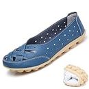 Orthopedic Loafers in Breathable Leather - Women's Comfortable Loafer Casual Flats Breathable Slip On Shoes (Color : Blauw, Size : US 5)