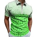 DGZTWLL Camicie da uomo per il giorno di San Patrizio 2024 trifoglio irlandese a maniche corte con cerniera 1/4 magliette verdi per sport all'aria aperta maglietta da golf, Verde menta., L