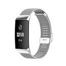 Turnwin intended for Fitbit Charge 4 Bands, Bling Chain Crystal Stainless Steel Solid Metal Adjustable Replacement Watch Band Wristband Strap Bracelet intended for Charge 4/ Charge 3 Bands Fitness Tracker (Silver)
