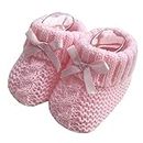 Nursery Time Baby Boys Girls 1 Pair Knitted Booties Soft Newborn Knitted Booties with Bow 116-354 (Pink)