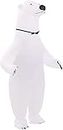 Adult White Polar Bear Inflatable Costume Blow up Costume Fancy Dress Costume for Halloween Cosplay Party Christmas, Medium