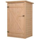 Outsunny Garden Shed Outdoor Tool Storage w/ 2 Shelve 75 x 56 x115cm Natural