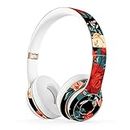 MasiBloom® Protective Headset Decal Sticker for Solo 3 Wireless & Solo 2 Wireless On-Ear Headphones Creative Cover Skin (for Solo 2 / 3 Wireless, Peony- Red with Black)