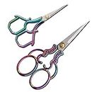 HITOPTY Rainbow Embroidery Scissors - Stainless Steel Sharp Sewing Shears for DIY Craft, Art Work, Needlework, Cross Stitch - 2 Pack 4 and 5inch