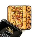 Mughe Gourmet Luxury Baklava Pastry Gift Box - Fresh Turkish Pistachio Baklawa Sweets - 1.65lbs (750g) 52 pcs Double Layered - Perfect for Christmas, Birthday, Eid and Father's Day - Unique Holiday Gifts Dessert Basket for Men and Women