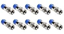 J.B.S.RG6 F Type Connector Coax Compression Fitting Coaxial Straight Antenna Cable Adapter,Pack of 10,Blue