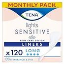 TENA Lights Long Liner, 120 Incontinence Liners ( 20 x 6 packs) for Women with Sensitive Skin, Breathable and Unscented Liner for Light Bladder Weakness and Incontinence