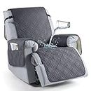 TAOCOCO Polyester 100% Waterproof Recliner Chair Cover, Non Slip Recliner Covers For Recliner Chair With Pocket, Washable Reclining Chair Cover Furniture Protector For Kids, Pets (Dark Gray)