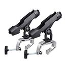 ROUDJER Fishing Rod Holders Boat, 2 Pcs Fishing Rod Holders for Boat with Lage Clamp Opening 360 Degree Adjustable for Kayak Canoe Easy Installation, Fishing Gifts for Men (Black)