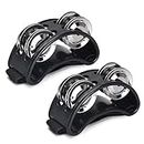 Facmogu 2PCS Foot Tambourine Percussion, Musical Instrument Percussion Pedal with Steel Jingle Bells for Drum & Guitar Playing, Foot Percussion Shakers with Elastic Strap for Adults - Black