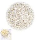 Pearl Beads for Crafting, 200Pcs Ivory Fake Pearls 6 mm Pearl Beads for Jewelry Making Bead Board Small Sew on Pearl Beads with Holes, Bracelets, Necklaces, Hairs, Crafts