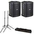 Bose S1 Pro+ Portable Wireless PA System with Bluetooth 2-Pack, Black Bundle with Turnstile Audio Height-Adjustable Speaker Stands, Pair