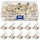 80 Pieces Foldback Clips 19mm Paper Clamps Binder Clip for Office School and Home Supplies, Gold
