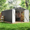 AirWire 8.2x12 FT Metal Storage Shed, Large Outdoor Shed with Updated Frame Structure, Garden Tool Sheds for Backyard Patio Lawn, Grey