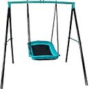 JUMP POWER Swing Set - 70" Single Swing Set Kids Birds Nest Swing Set with Sturdy Metal Frame Garden Fun for Up to 2 Children Toddler Swing with Stand All-Steel All Weather Stand Combo (Blue, XXL)