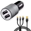 ShopMagics 3.1 Amp Dual USB Port Car Charger for Mahindra XUV300 / XUV 300 Car Charger | High Speed Rapid Fast Turbo Metal Android & Tablets Car Mobile Charger With Micro USB/Type-C Cable (DGM, Multi)