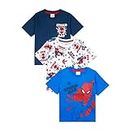 Marvel Spiderman Boys T-Shirts Pack of 3, Spiderman Short Sleeve 3PK Tees for Boys, Official Spiderman Clothing Merchandise (7-8 Years) Multicoloured